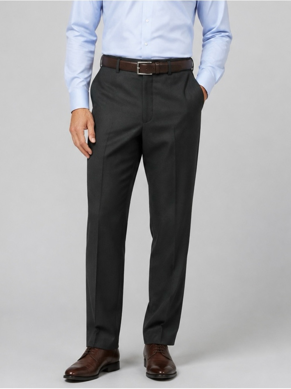 Perry Ellis Men's Charcoal Dress Pants with Crease